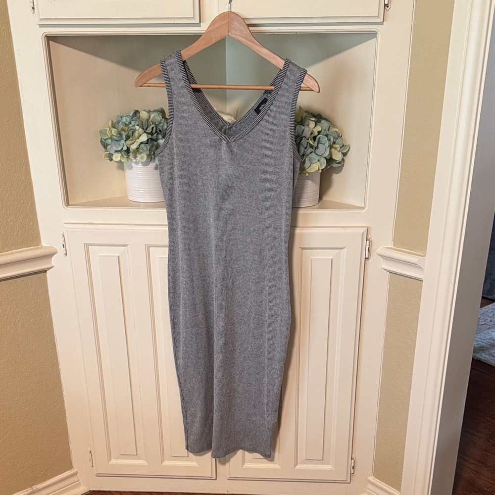 Mossimo Supply Co. Heather Gray V-Neck Midi Tank Dress